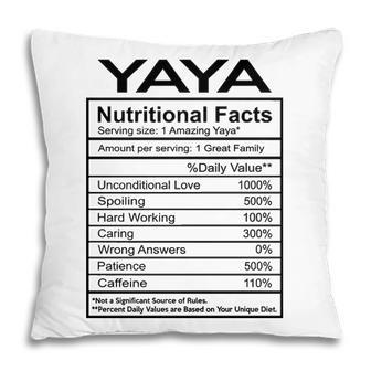 Yaya Grandma Gift Yaya Nutritional Facts Pillow - Seseable