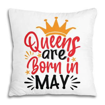 Yellow Crown Red Black Letters Design Queens Are Born In May Birthday Pillow - Seseable
