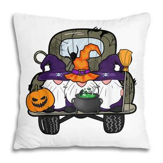 Zem6 Funny Truck Gnomes Witch Pumpkin Happy Halloween Party Pillow - Seseable