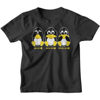 3 Linux Penguins Hörre Sehen Sprechen Kein Win Informatiker Kinder Tshirt - Seseable