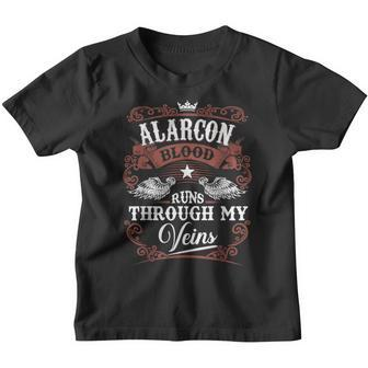 Alarcon Blood Runs Through My Veins Vintage Family Name Youth T-shirt - Seseable