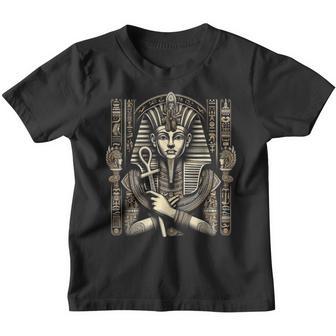 Antiker Ägyptischer Pharao Mit Ankh Und Kopfschmuck Kinder Tshirt - Seseable