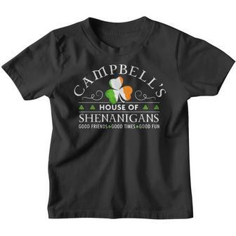 Campbell House Of Shenanigans Irish Family Name Youth T-shirt - Seseable