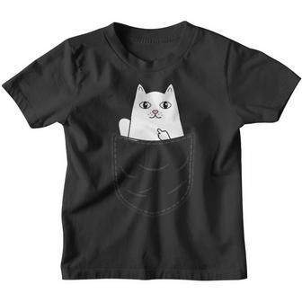 Cat Middle Finger Pocket Cat Gray Kinder Tshirt - Seseable