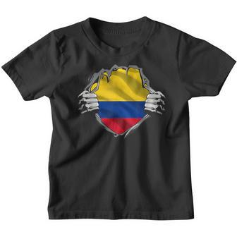 Colombia Flag Superhero Colombian Flag Kinder Tshirt - Geschenkecke