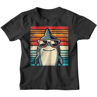 Cooler Retro Hai In Sonnenbrille 70Er 80Er 90Er Lustiger Hai Kinder Tshirt - Seseable