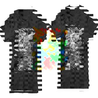 Dabbing Unicorn Puzzle Pieza Conciencia Autismo Chicas Lindas Camiseta niño - Regaloses