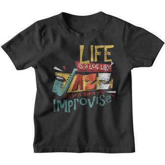 Das Leben Ist Wie Jazz Musik Improvisation Saxophone Kinder Tshirt - Seseable