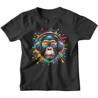 Dj Affen Monkey Mit Kopfhörer Und Sonnenbrille Herren Damen Kinder Tshirt - Seseable