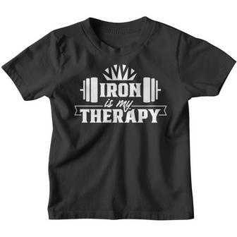 El Hierro Es Mi Terapia Entrenamiento De Levantamiento De Camiseta niño - Regaloses