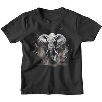 Elefant Zeichnung Tierdruck Splash Wildlife Natur Motiv Kinder Tshirt - Geschenkecke