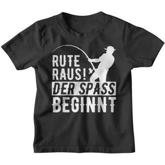 Fishing Rod Raus Der Spass Beginns Angel Fishing Kinder Tshirt - Seseable