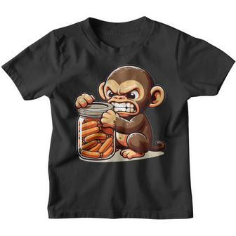 Frustrierter Monkey Will Sausage Kinder Tshirt - Seseable