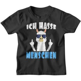 Ich Hasse Menschen Alpaca And Lama With Middle Finger S Kinder Tshirt - Seseable