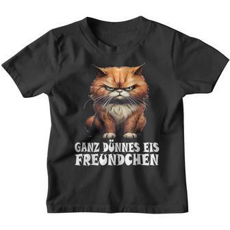 Ganz Dünnes Eis Freundchen Katze Kinder Tshirt - Seseable