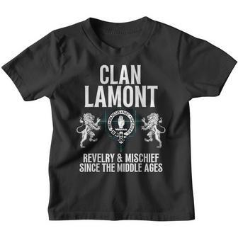 Lamont Clan Scottish Name Coat Of Arms Tartan Family Party Youth T-shirt - Seseable