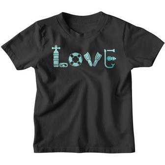 Love Love Diving Scuba Diving Freitdiving Apnoea Sea Kinder Tshirt - Seseable