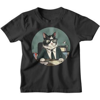 Lustiger Mitarbeiter Des Jahres Mit Dieser Lustigen Katze Mit Brille Kinder Tshirt - Seseable