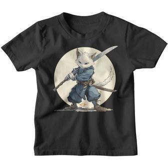 Ninja Katze Mit Großem Schwert Kinder Tshirt - Seseable
