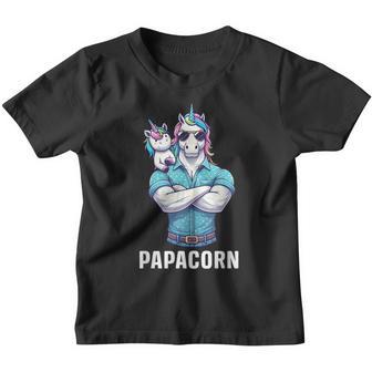 Papacorn Papa Tochter Einhörner Bodybuilding Vater Vatertag Kinder Tshirt - Seseable