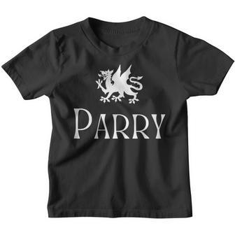 Parry Surname Welsh Family Name Wales Heraldic Dragon Youth T-shirt - Seseable