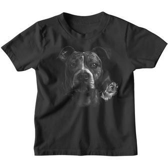 Plain Portrait Of Stafford Terrier And Rose Kinder Tshirt - Geschenkecke