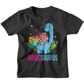Saigesaurus Personalisierter Name Saige Dino Dinosaurier Geburtstag Kinder Tshirt - Seseable