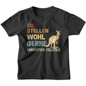 Sie Stellen Wohl Gerne Unnecessary Fragen Retro Kangaroo S Kinder Tshirt - Geschenkecke