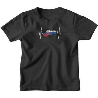 Slovakia Slovakia Heartbeat Ecg Vintage Flag Slovakia Kinder Tshirt - Seseable