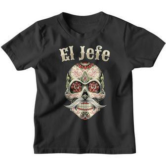Sugar Skull For Dia De Los Muertos El Jefe Kinder Tshirt - Seseable