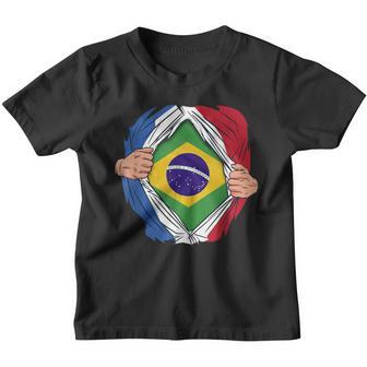 Super Héros Brésilien Français Drapeau Brésil France Youth T-shirt - Cadeauxyz