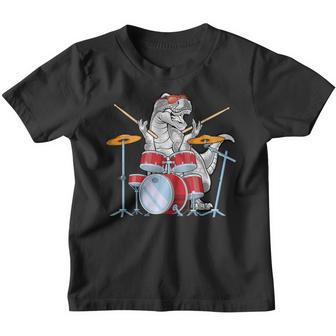 Tambor Dinosaurio T Rex Amante De La Música Músico Tocando La Batería Camiseta niño - Regaloses