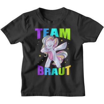 Team Braut Einhorn Hochzeit Unicorn Junggesellenabschied Kinder Tshirt - Geschenkecke