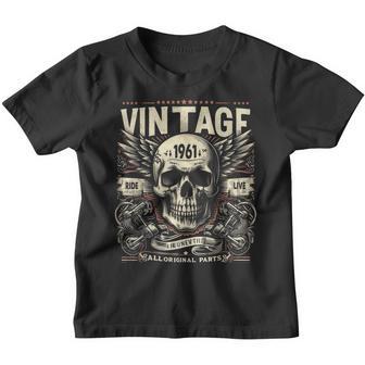 Vintage 1961 Geboren 1961 Geburtstag Totenkopf Biker Motorrad Kinder Tshirt - Geschenkecke