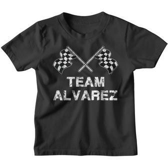 Vintage Team Alvarez Family Name Checkered Flag Racing Youth T-shirt - Seseable