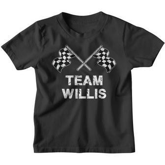 Vintage Team Willis Family Name Checkered Flag Racing Youth T-shirt - Seseable