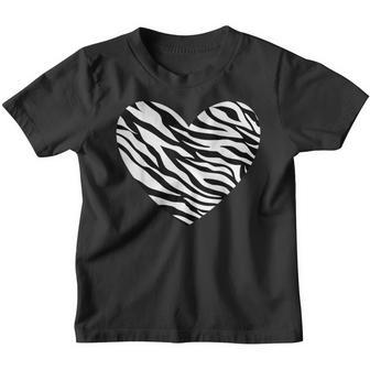 Zebra Fur Animal Skin Heart Print Waves Pattern Kinder Tshirt - Seseable