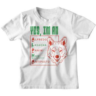 Alpha Wolf Italian Essen Ja Ich Bin Ein Alfredo Lasagna Panini Kinder Tshirt - Seseable