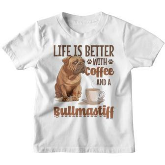 Bullmastiff-Hunderasse Das Leben Ist Besser Mit Kaffee Und Einem Kinder Tshirt - Seseable