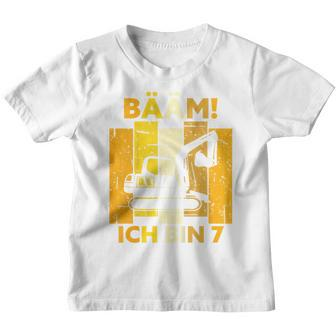 Children's Bäm Ich Bin 7 Sieben Jahre Boy 7Th Birthday Digger Kinder Tshirt - Seseable
