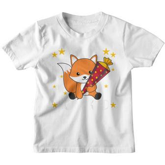 Children's Endlich Schulkind Fox School Cone School Cute Fox 80 Kinder Tshirt - Seseable