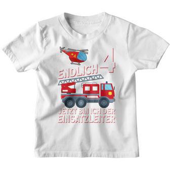 Children's Fireman Endlich 4 Jetzt Bin Ich Einsatzeiteiteiter Kinder Tshirt - Seseable