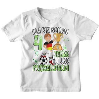 Children's Football Boy 4Th Birthday Ich Bin Schon 4 Jahre 80 Kinder Tshirt - Seseable