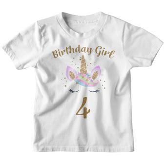 Children's Geburtstags 4 Jahre Mädchen Unicorn Kinder Tshirt - Seseable