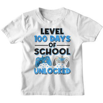 Level 100 Days Of School Unlocked Gamerideospiele Jungen Kinder Tshirt - Seseable