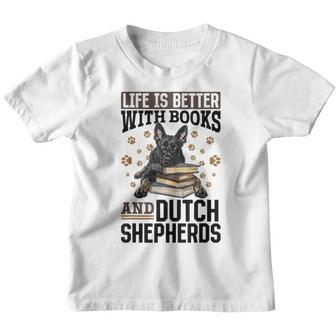 Niederländischer Schäferhund Das Leben Ist Besser Mit Büchern Und Holländisch Kinder Tshirt - Seseable