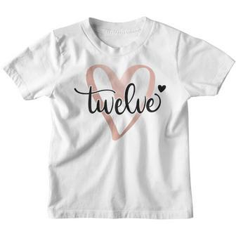 Twelve Zwölf Herz Schriftzug 12 Geburtstag 12 Jahre Mädchen Kinder Tshirt - Seseable