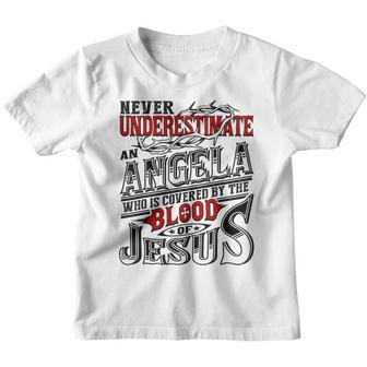 Never Underestimate Angela Family Name Youth T-shirt - Seseable