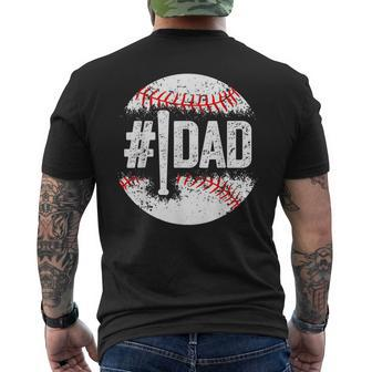 1 Dad Baseball Number One Daddy Son Baseball Father's Day Men's T-shirt Back Print - Monsterry DE