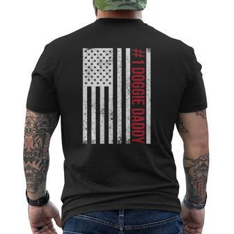 1 Doggie Daddy Father's Day American Flag Mens Back Print T-shirt | Mazezy